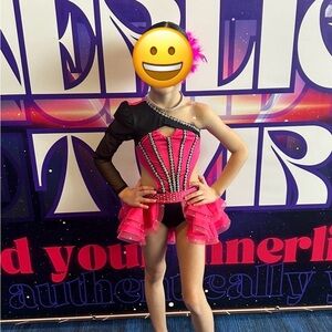 Girls Pink & Black Jazz Costume